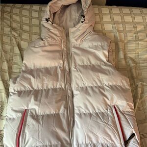 White Puffer Vest with Red Accents